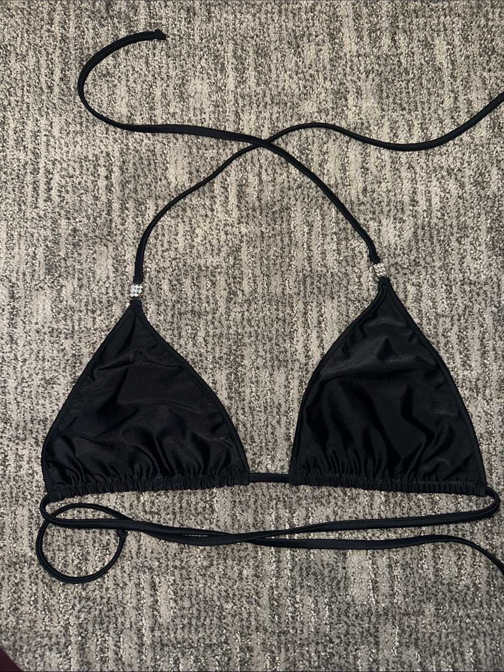 Women's Black Triangle Bikini Top - Classic Halter Swim